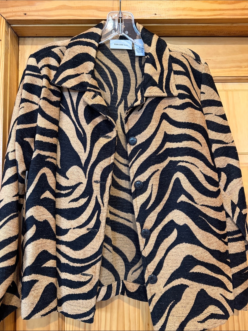 Parisian Works Women's Black & Tan Zebra-Print Jacket